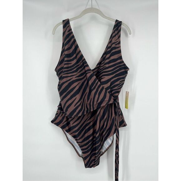 NEW Summersalt The Wrap 1 Piece Side Tie Swim Bathing Suit Zebra Plus Size 22 - Picture 2 of 13